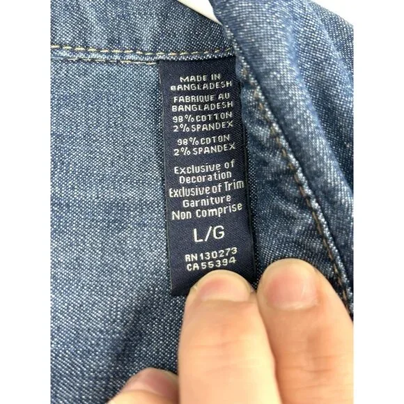 Wrangler Denim Shirt Adult Large Blue Denim - Picture 4 of 16